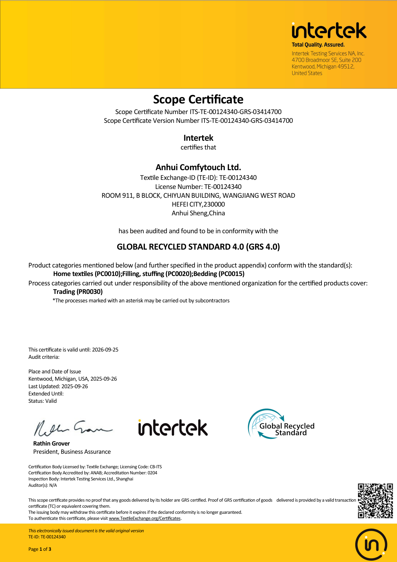 GRS certificate
