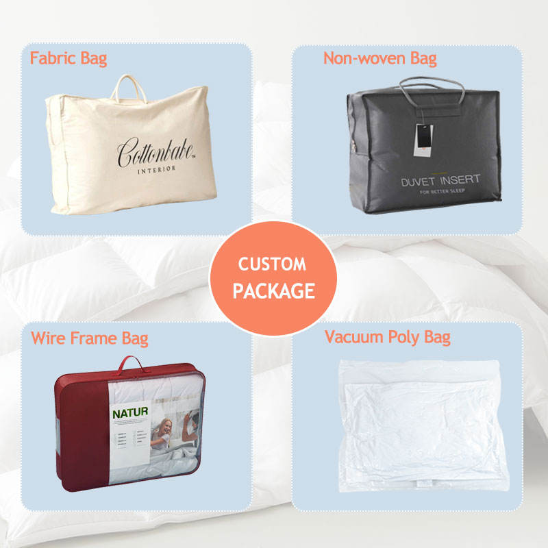 custom packing options for wholesale down comforter orders