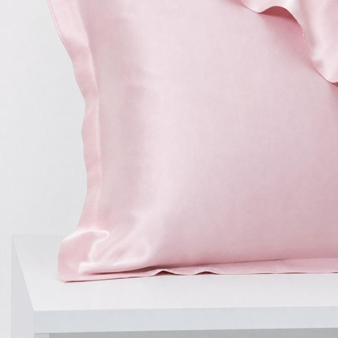 Oxford flange border and stitching detail on silk pillowcase - Comfytouch